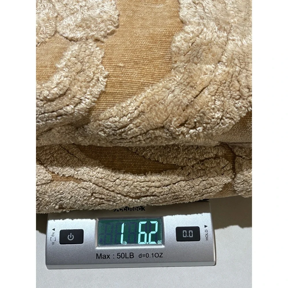 Pottery Barn Natalia Set 2 Chenille Damask 22x22 Pillow Covers Tan Gold Luxury